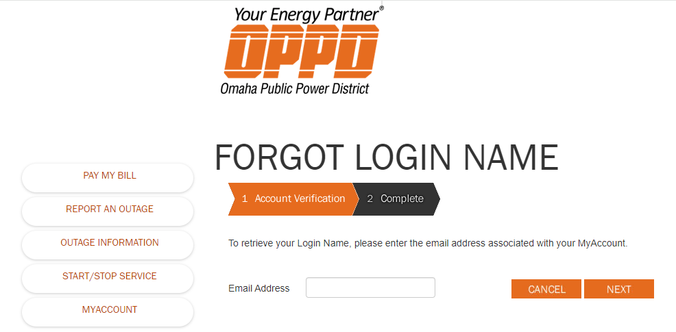 OPPD MyAccount Login Name